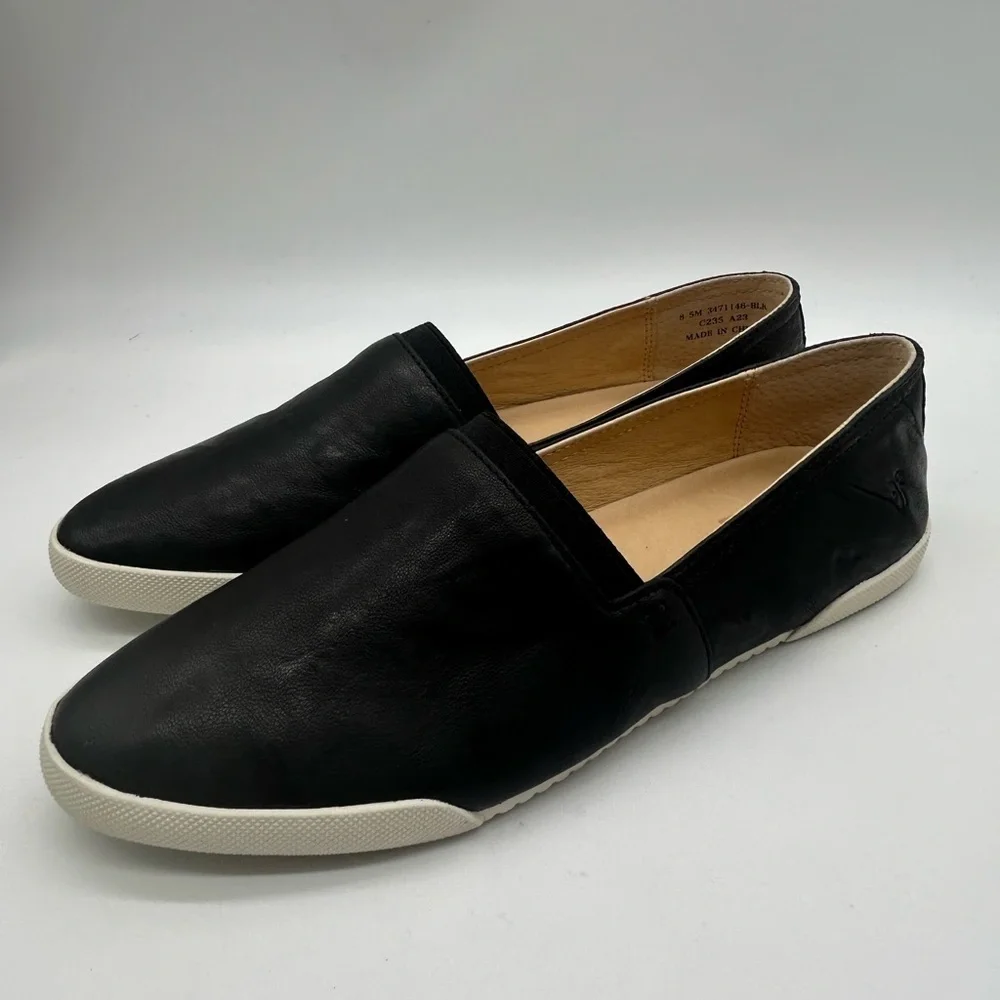 Frye Black Leather Slip-On Flats Size 8.5 | Classic Everyday Comfort Shoes NWB
